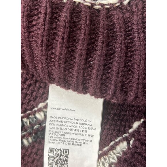 Calvin Klein Jeans Womens Medium Striped Burgundy Sweater Acrylic/Cotton Blend - Picture 10 of 12